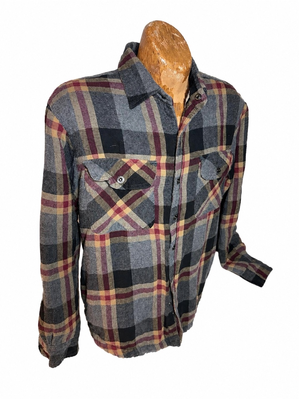 Men's Grey Plaid Lightweight Shirt Jacket - Casual Flannel